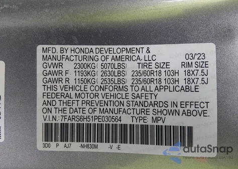 2023 Honda Cr-V Hybrid Sport z USA, uszkodzony, nr VIN 7FARS6H51PE030564